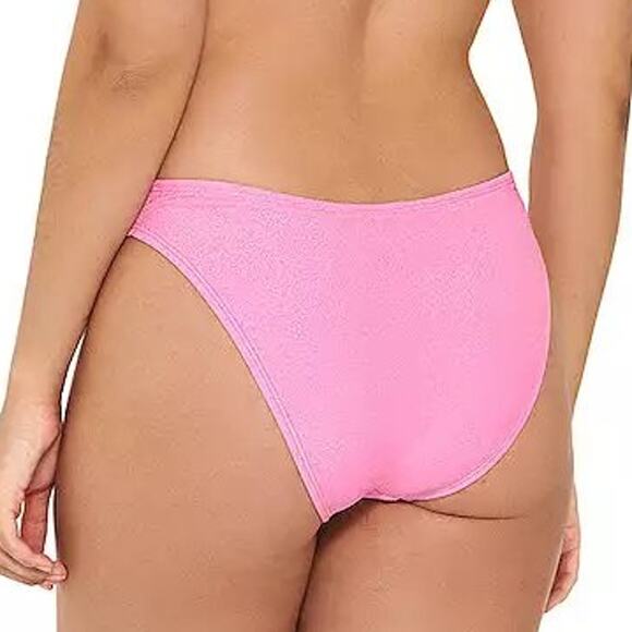 Ninety Nine Shirred Bralette Hi Leg V Waist Cheeky Bikini Swim Set Pink Shine M - Picture 5 of 10